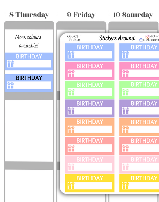 Birthday Quarter Box Planner Sticker