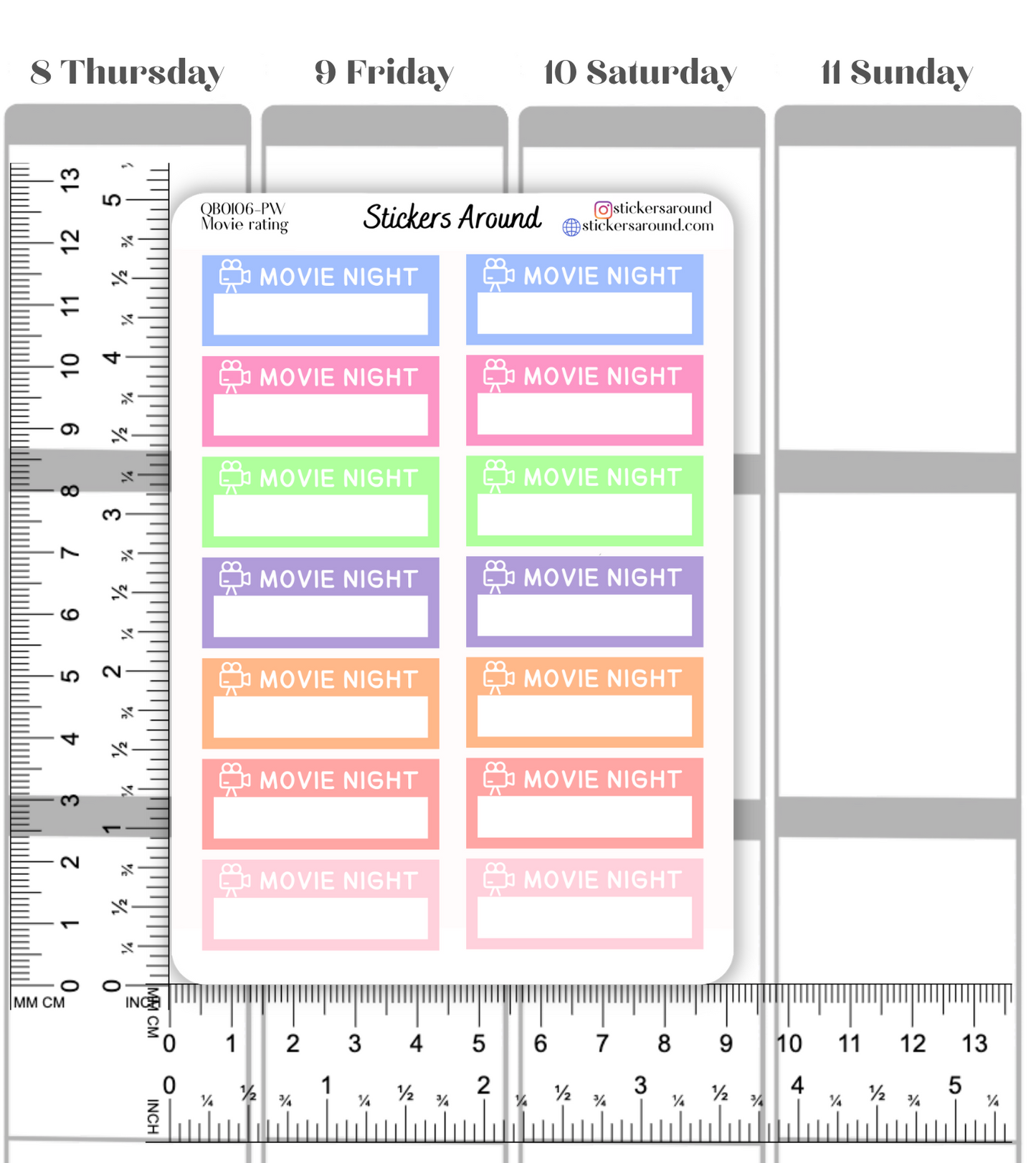 Movie Night Quarter Box Planner Sticker