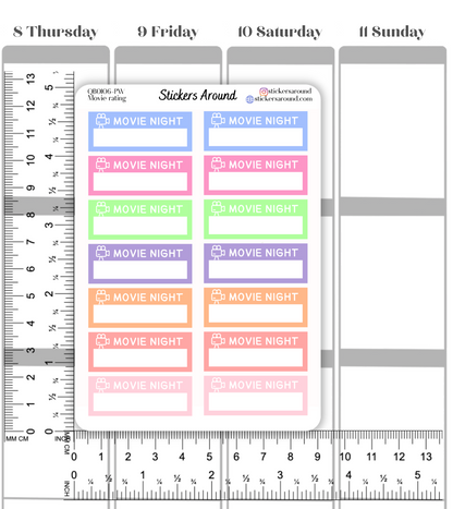 Movie Night Quarter Box Planner Sticker