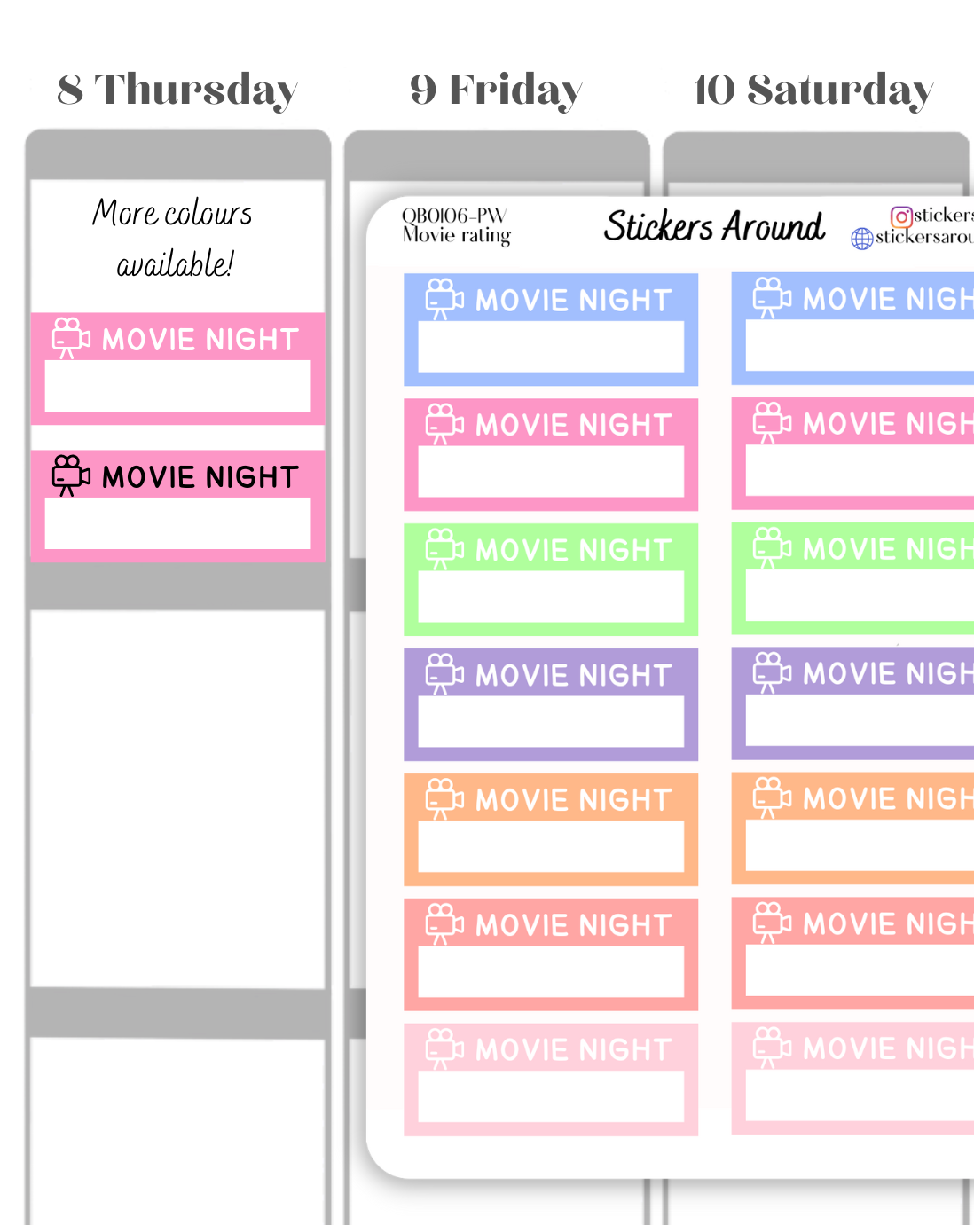 Movie Night Quarter Box Planner Sticker