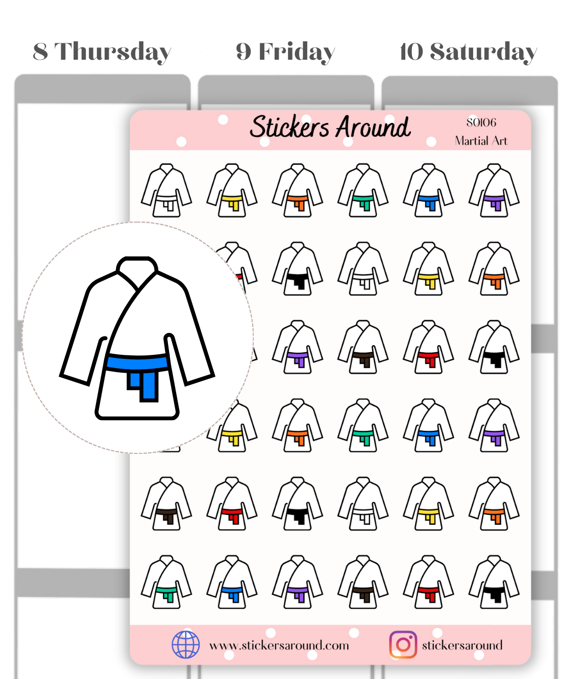 Martial Arts Uniform Icon Planner Stickers