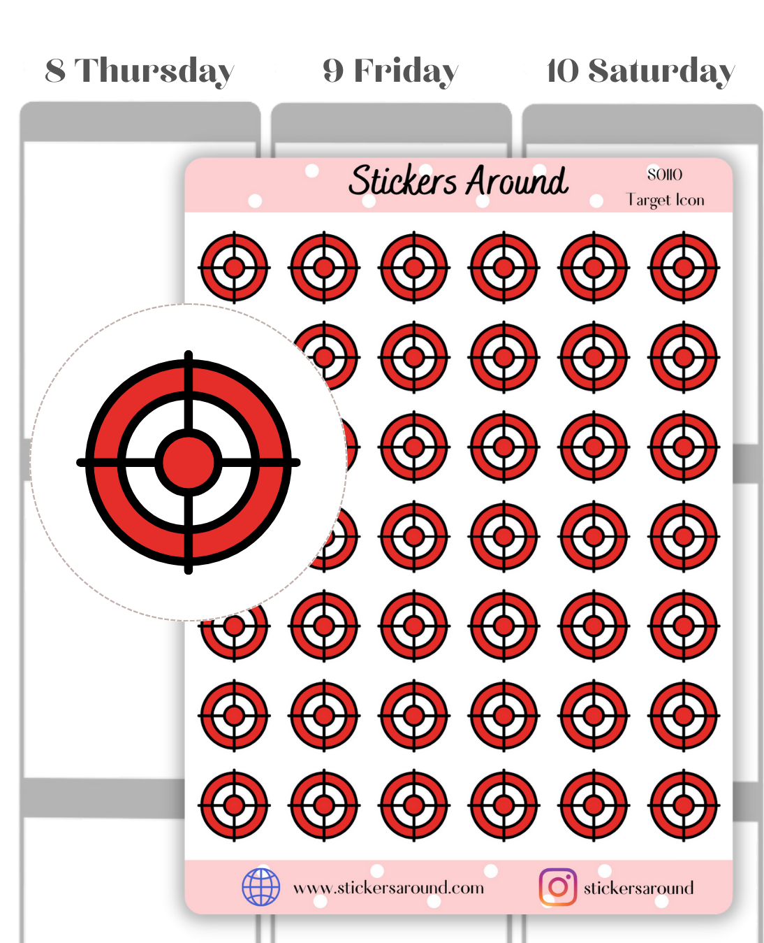 Target Icon Planner Sticker