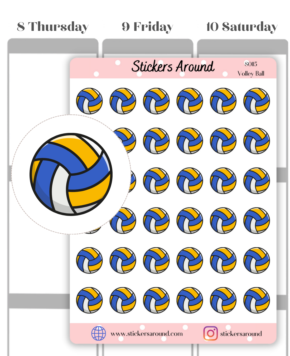 volleyball, indoor volleyball, beach volleyball, volleyball planner sticker