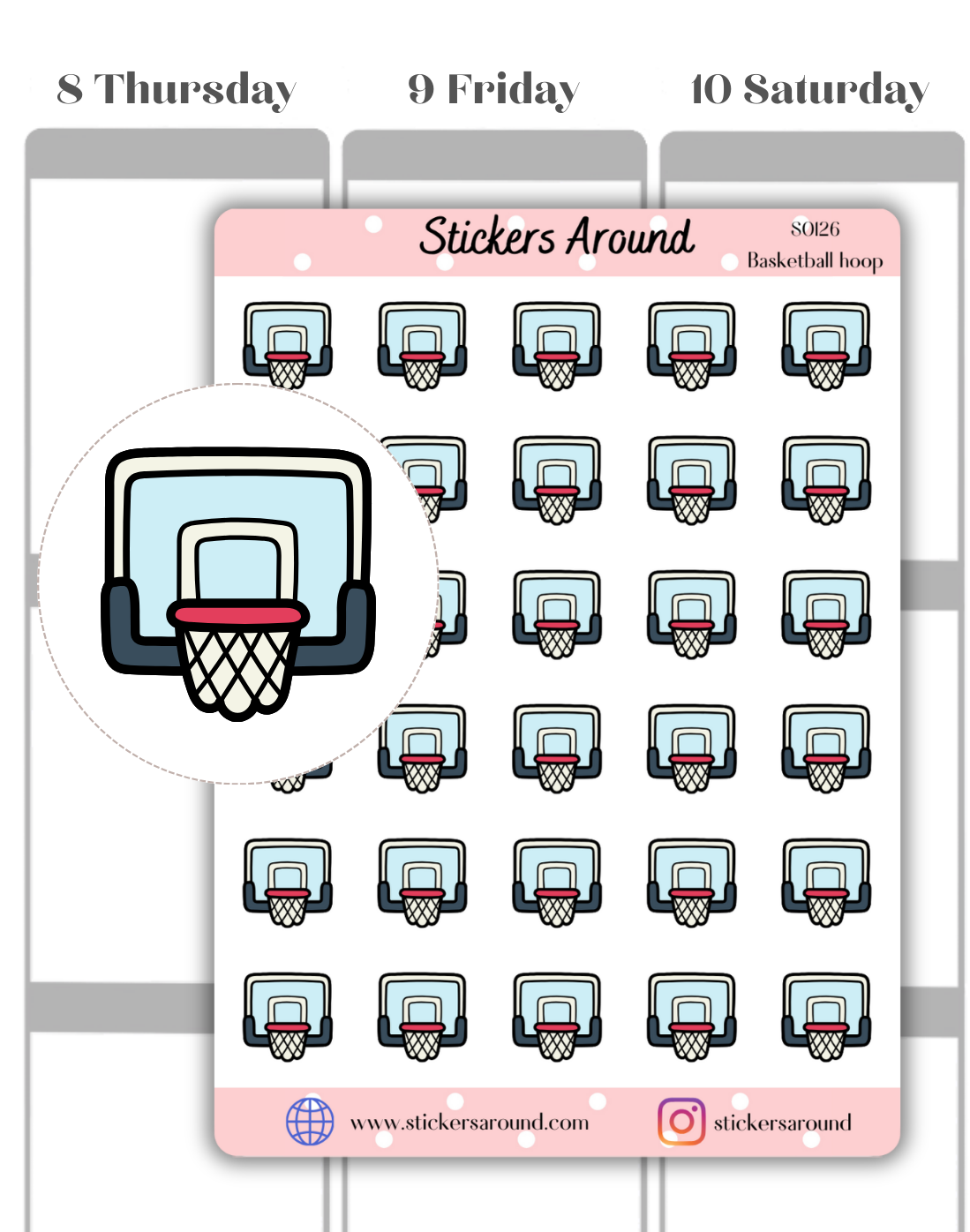 Basketball Hoop Icon Planner Sticker – Stickers Around