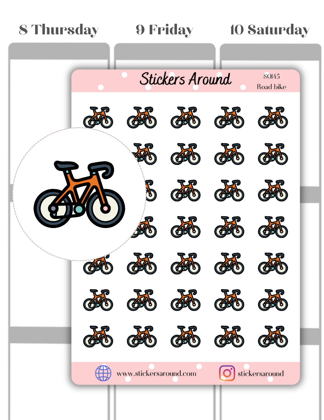 Road Bike Icon Planner Sticker