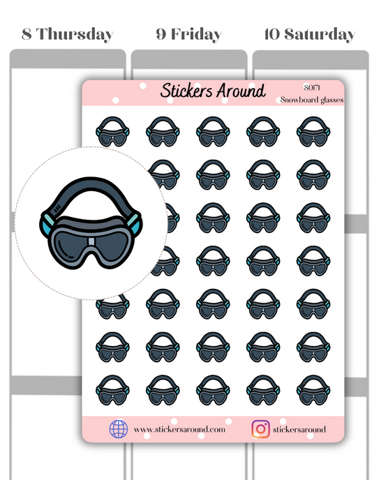 Snowboard Glasses Icon Planner Sticker