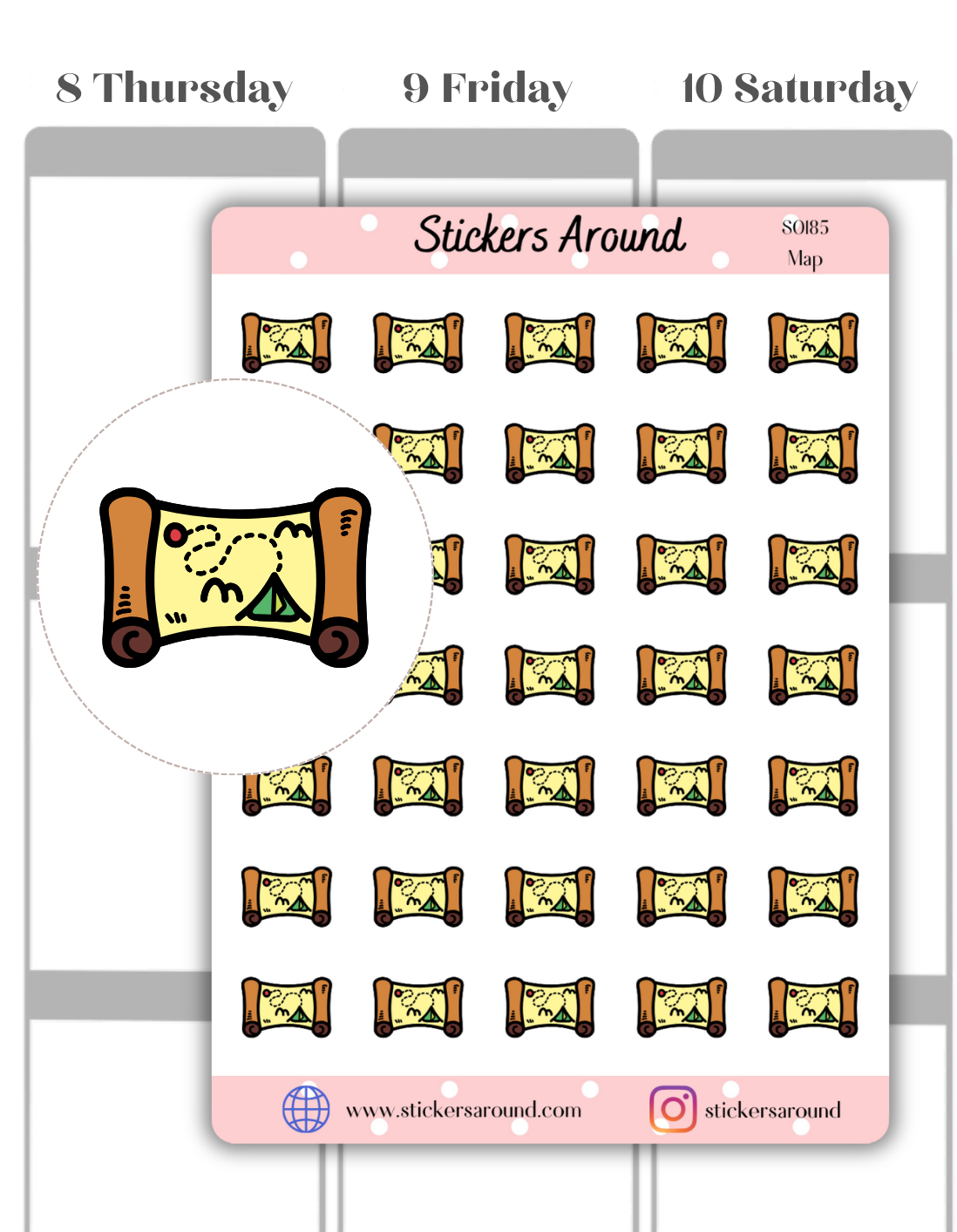 File Sticker Map Drawing Map Icon Planner Sticker – Stickers Around