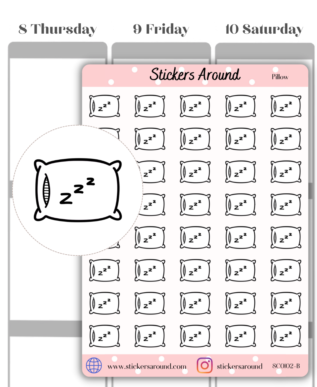 Sleep Pattern Stickers Sleep Pillow Planner Stickers – Stickers Around