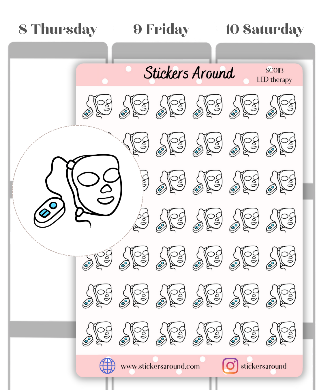 Red Led Sticker LED Therapy - Red Light Therapy Planner Sticker – Stickers Around