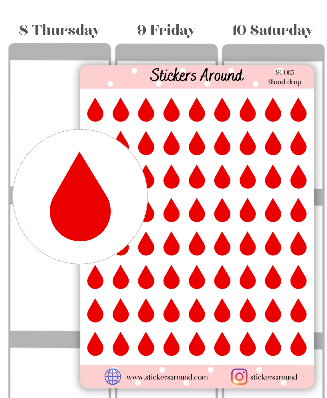 Blood Drop Icon Planner Sticker – Stickers Around