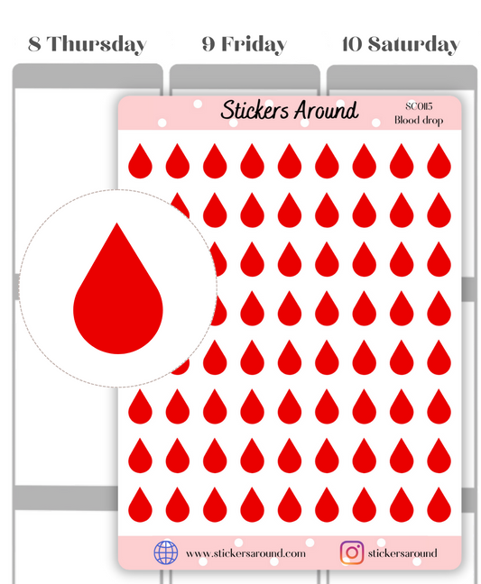 Blood Drop Icon Planner Sticker