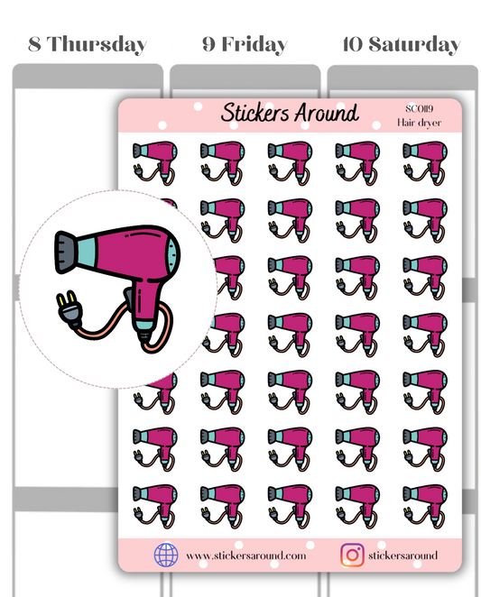 Hair Dryer Icon Planner Sticker