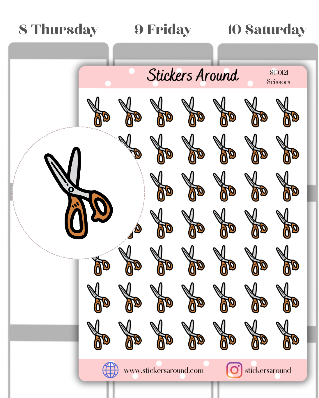 Scissors Icon Planner Sticker