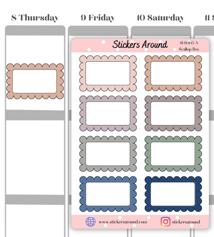 Scallop Half Box Planner Stickers