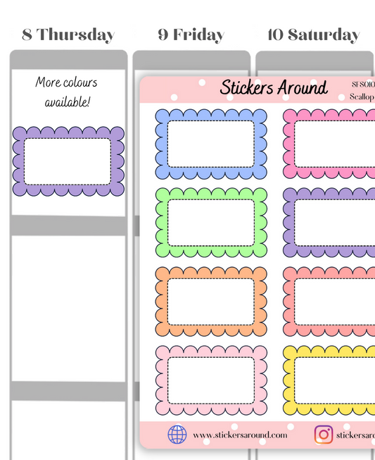 Scallop Half Box Planner Stickers