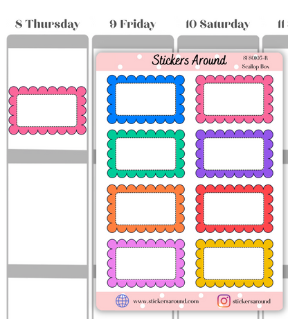 Scallop Half Box Planner Stickers