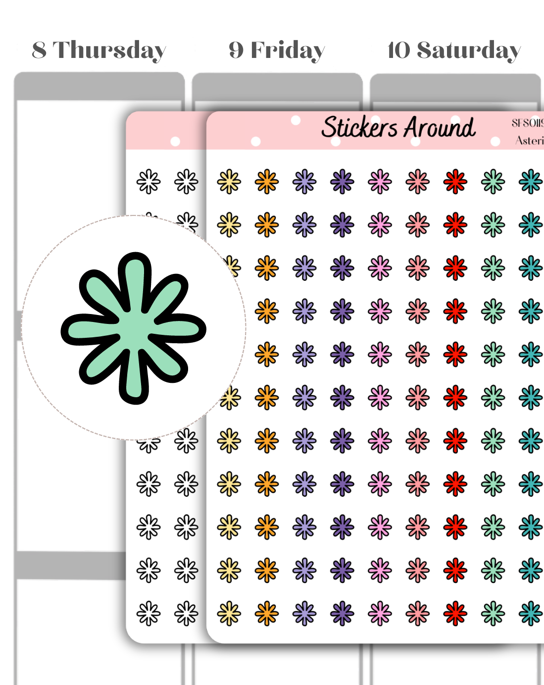 mini asterisk planner sticker