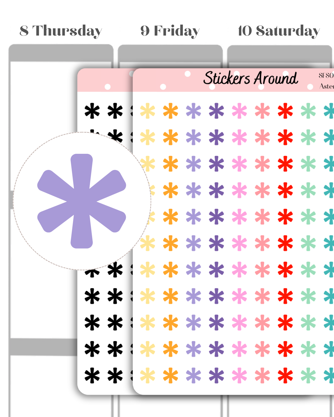 mini asterisk planner sticker