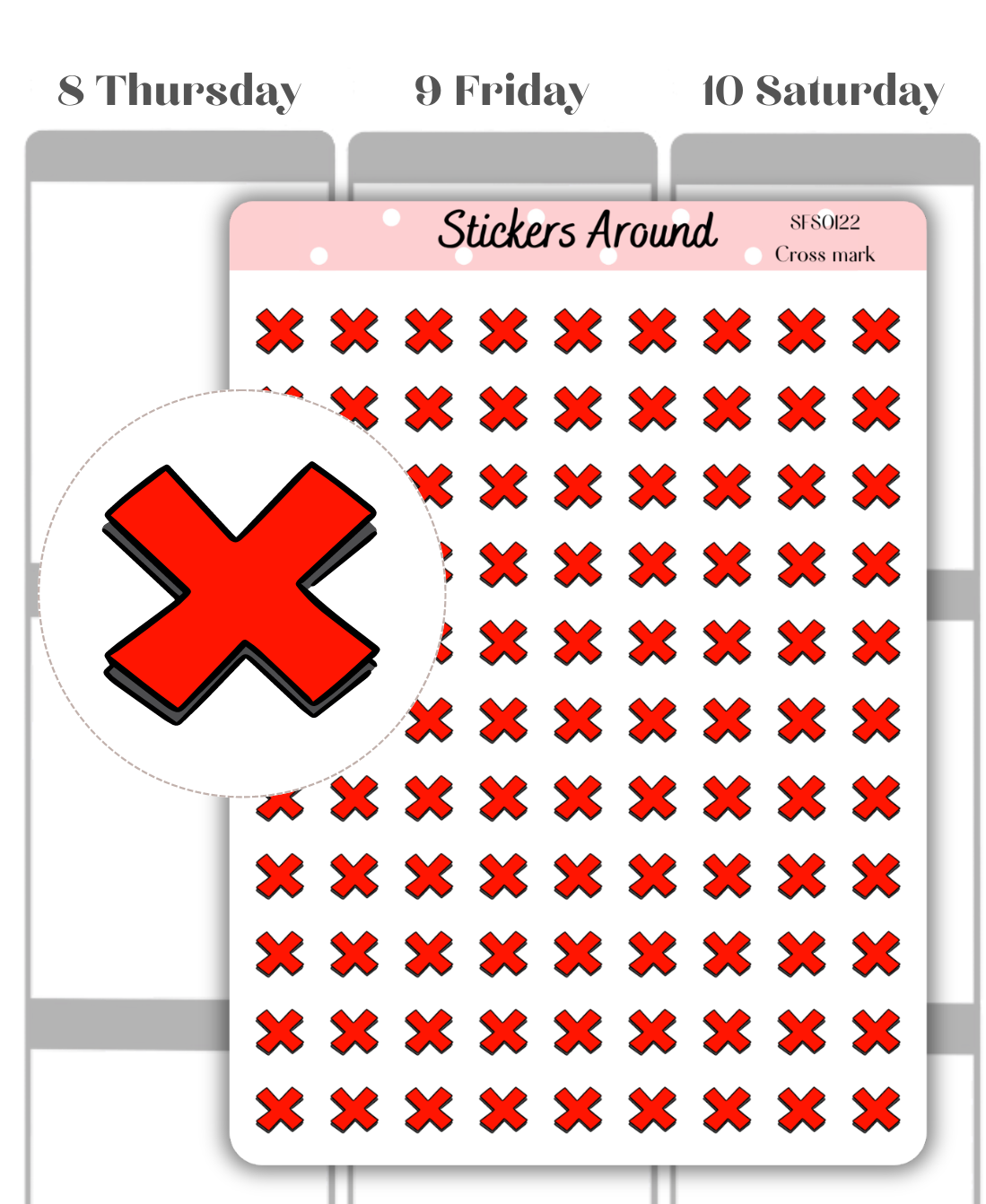 cross mark planner sticker