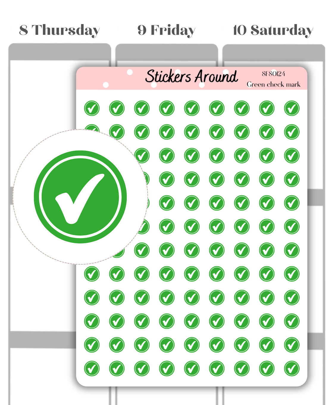 El Check Sticker Mini Green Check Mark Icon Planner Sticker – Stickers Around