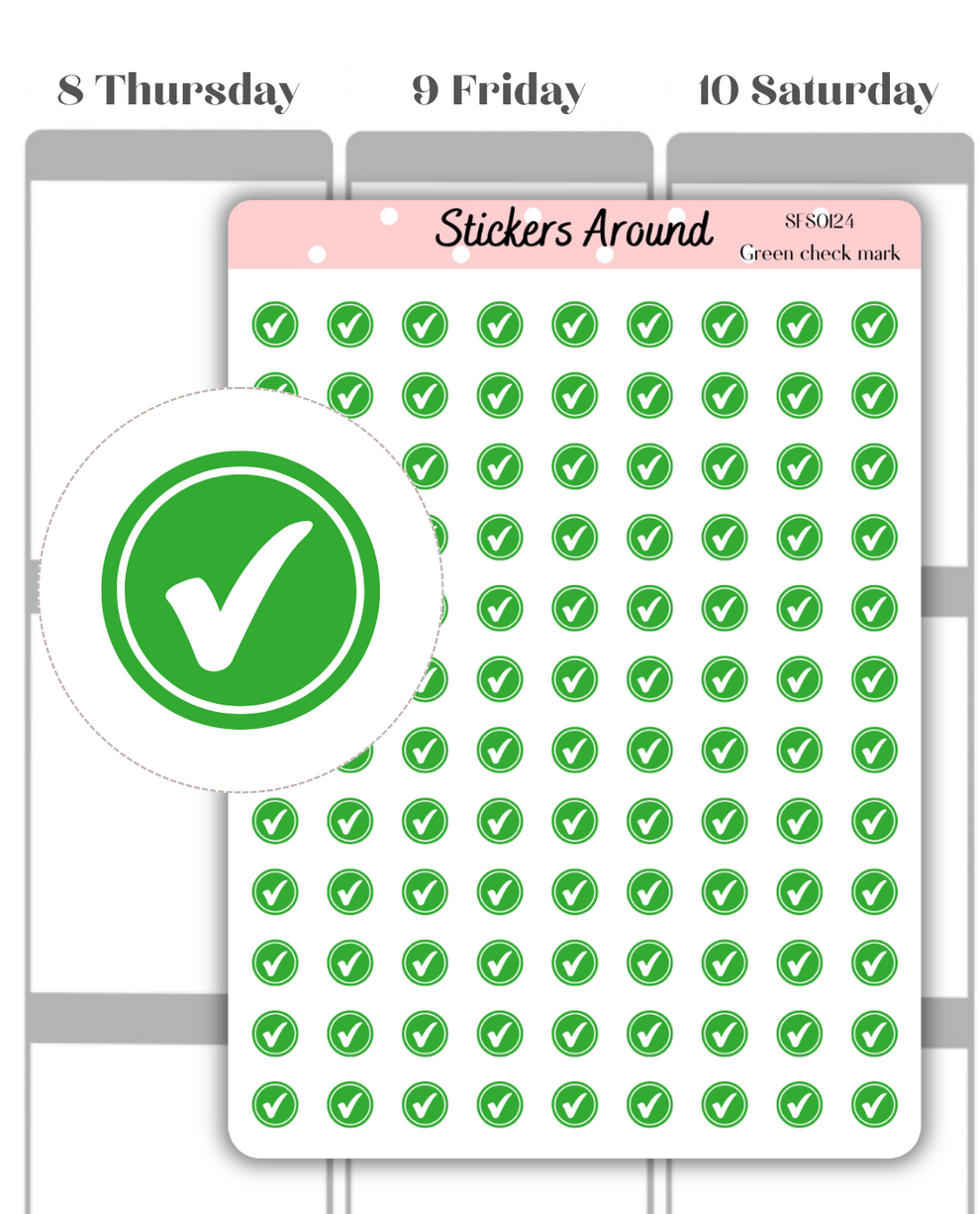 Mini Green Check Mark Icon Planner Sticker – Stickers Around