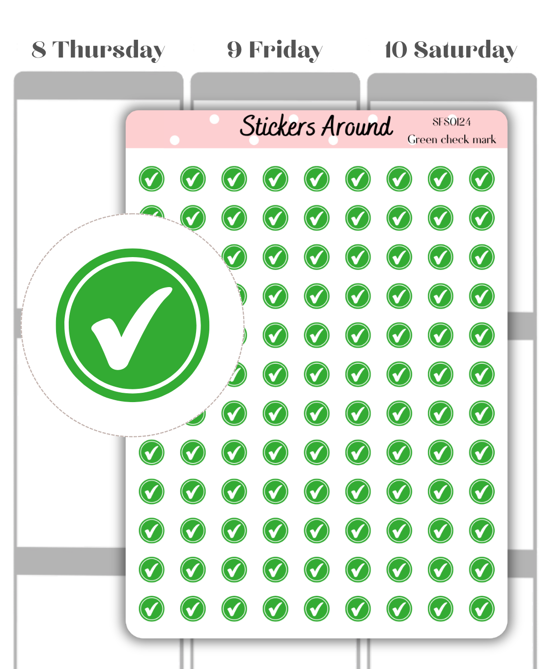 Mini Green Check Mark Icon Planner Sticker