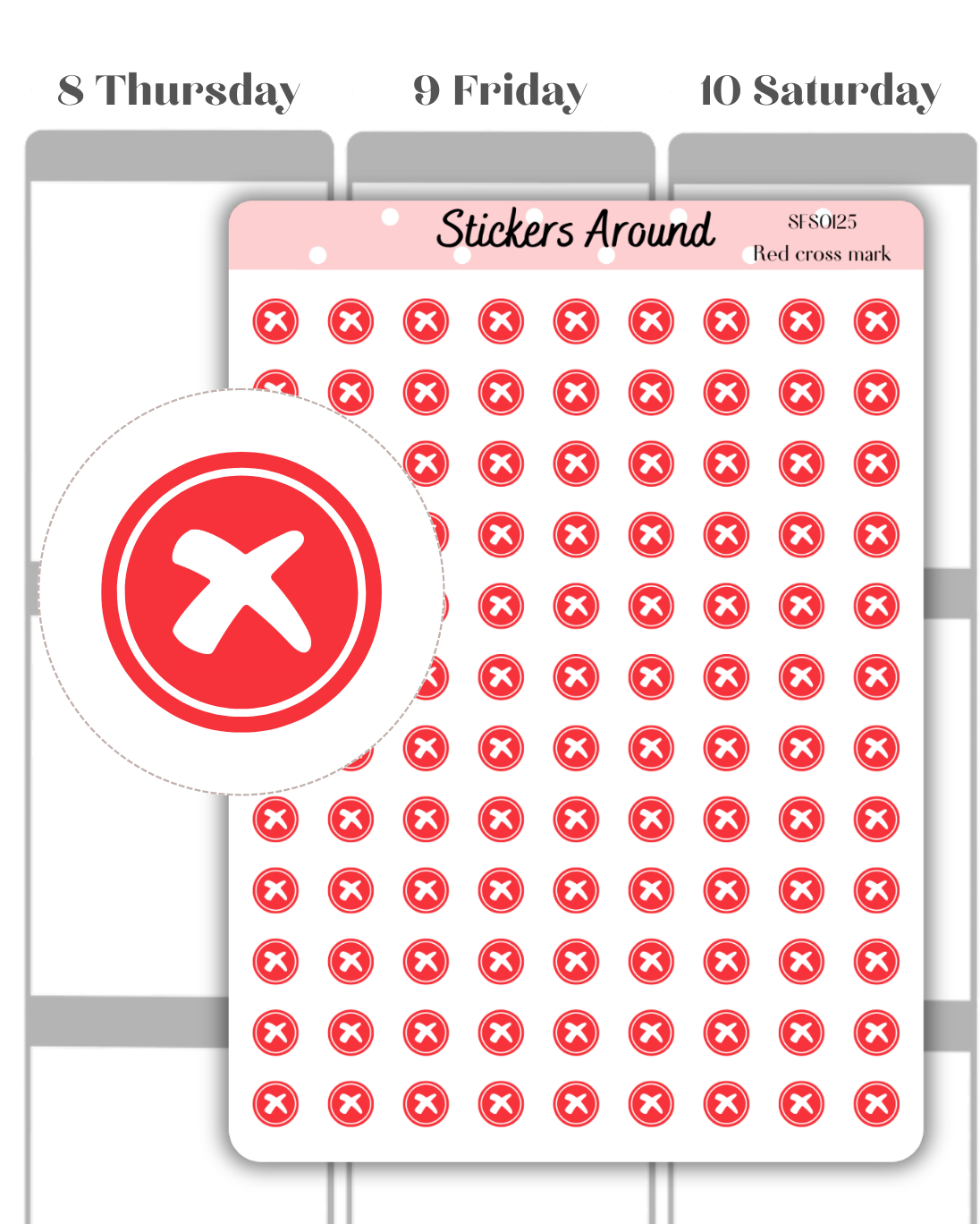 Red Cross Sign Sticker Mini Red Cross Mark Icon Planner Sticker – Stickers Around