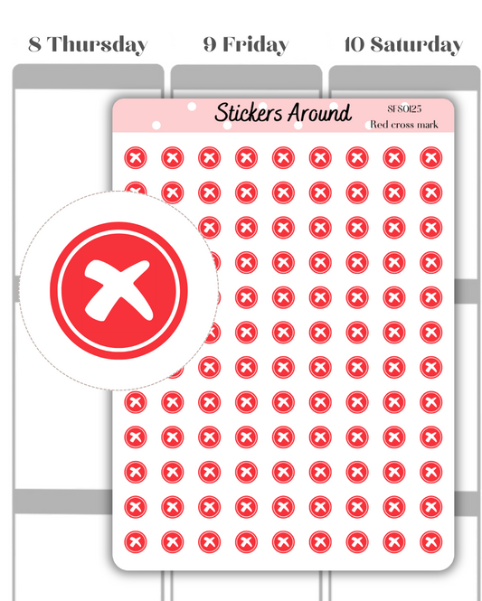 mini red cross mark planner sticker