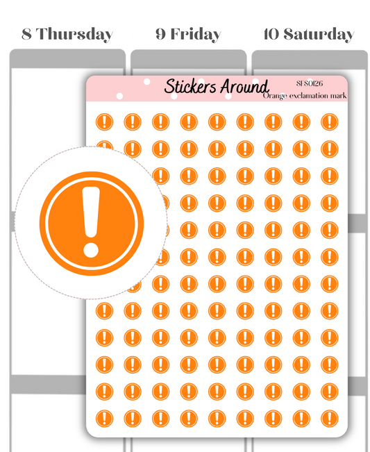 Mini Orange Exclamation Mark Icon Planner Sticker