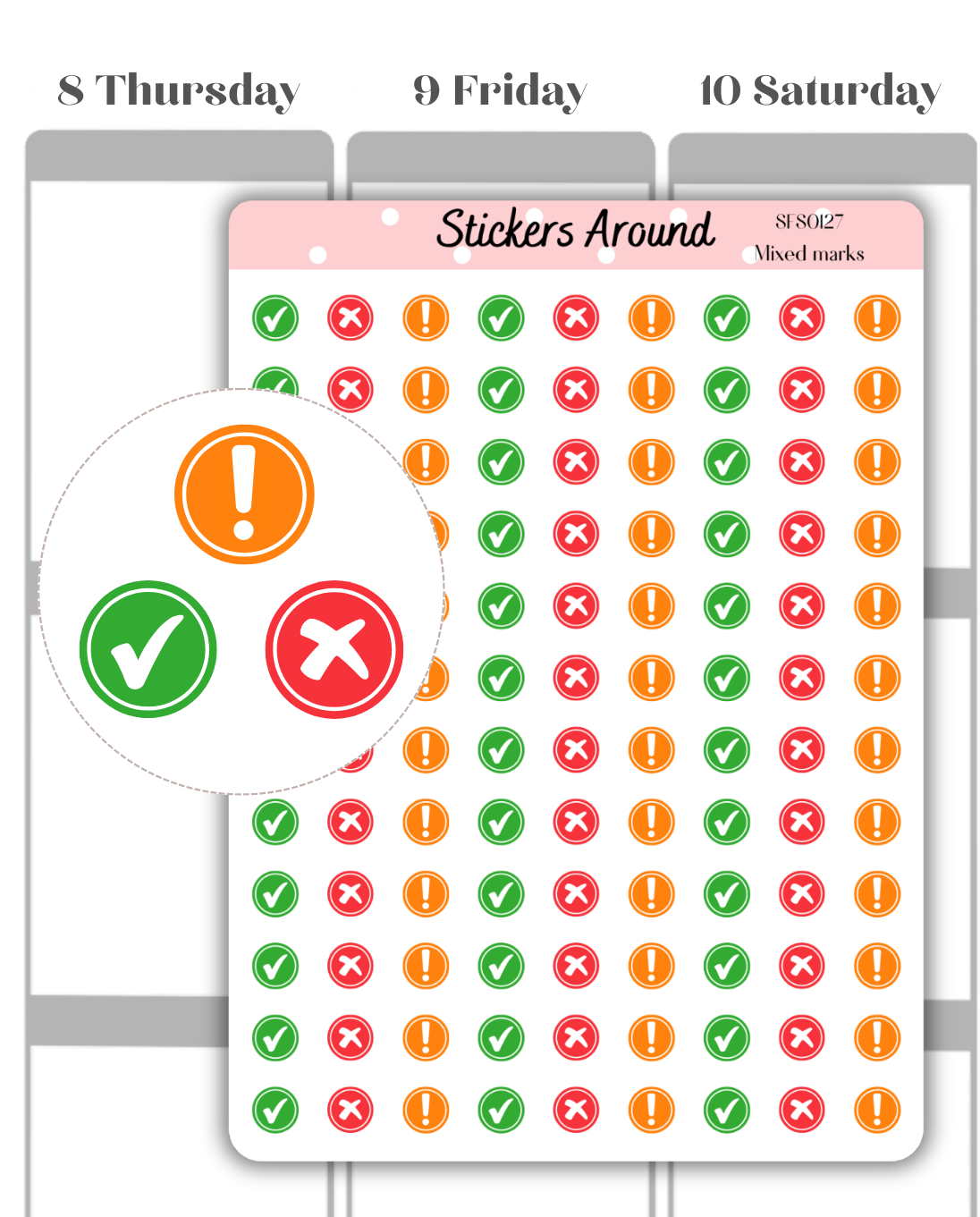 Full Marks Sticker Mini Mixed Marks Icon Planner Sticker – Stickers Around