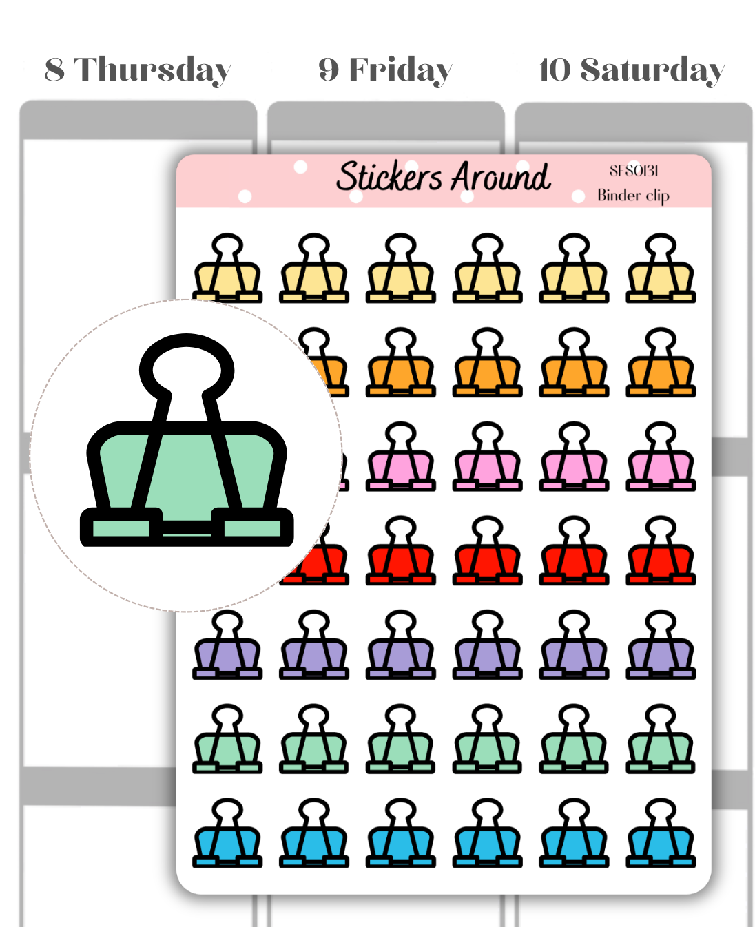 Binder Clip Icon Planner Sticker