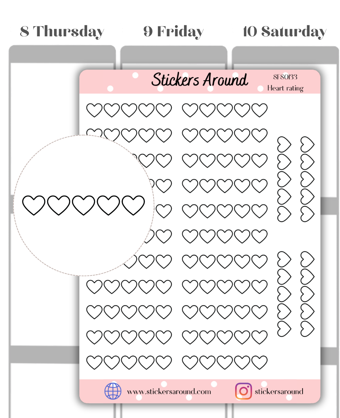 Heart Sticker Counter Heart Rating Planner Sticker – Stickers Around