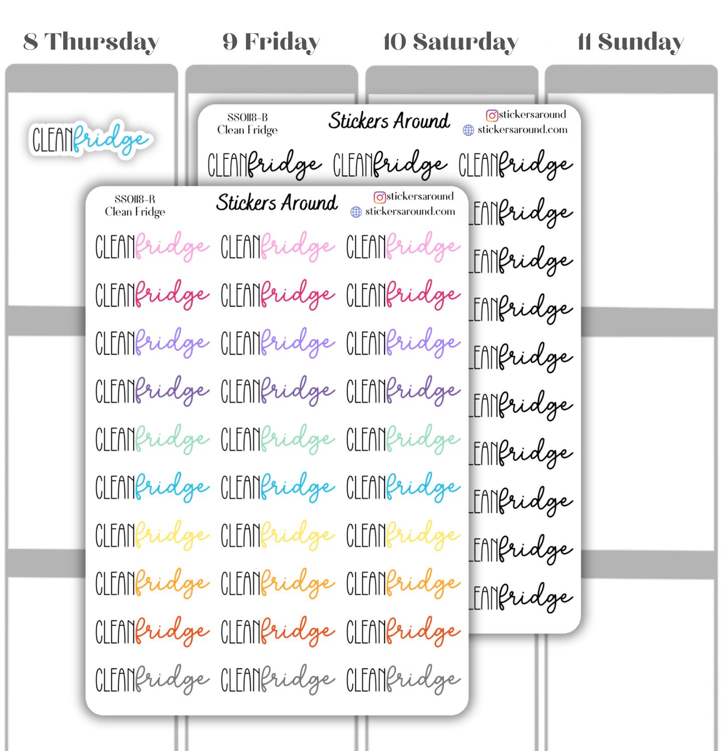 Clean Fridge Duo Font Script Planner Sticker