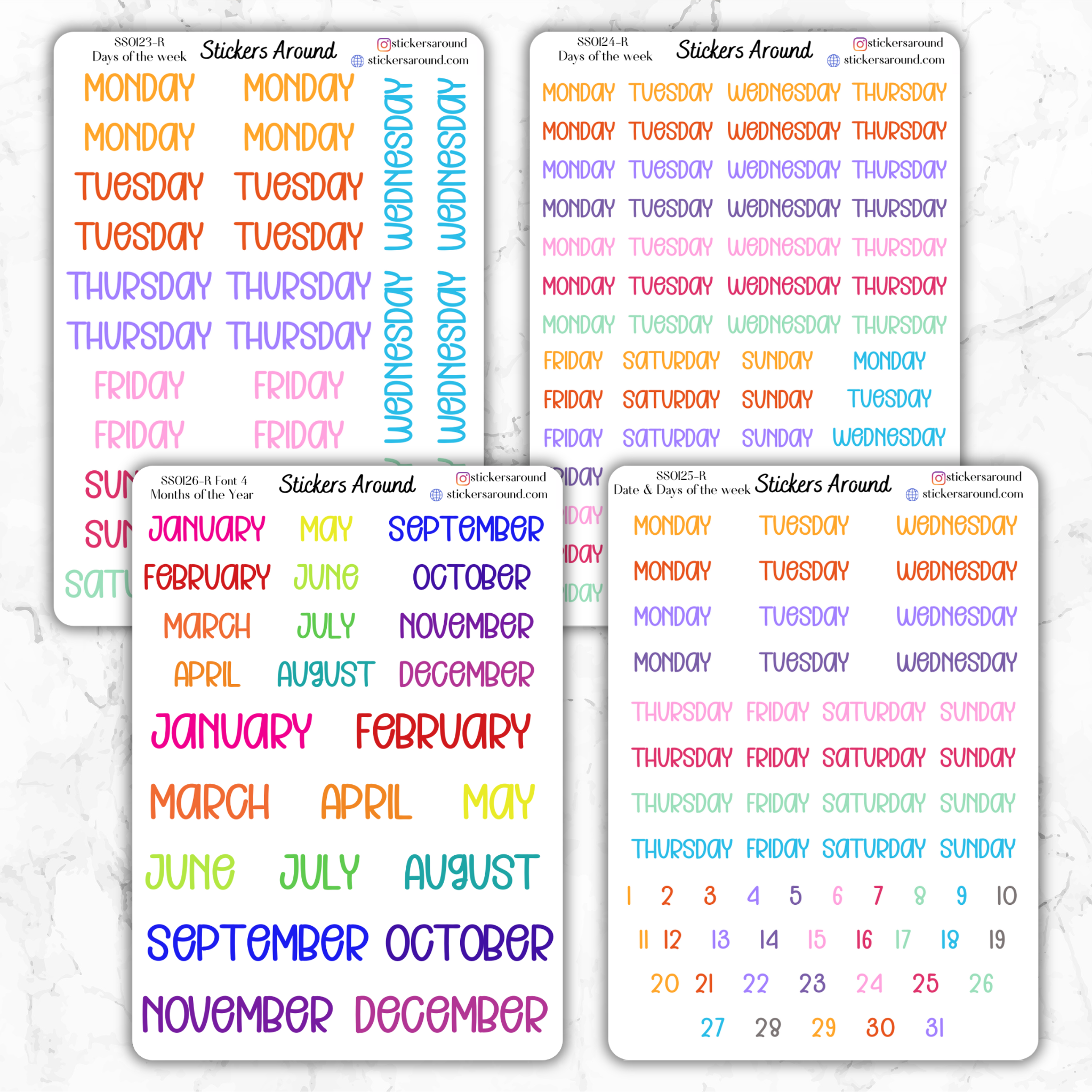 Months and Days of the Week Script Planner Sticker - Font 4 – Stickers ...