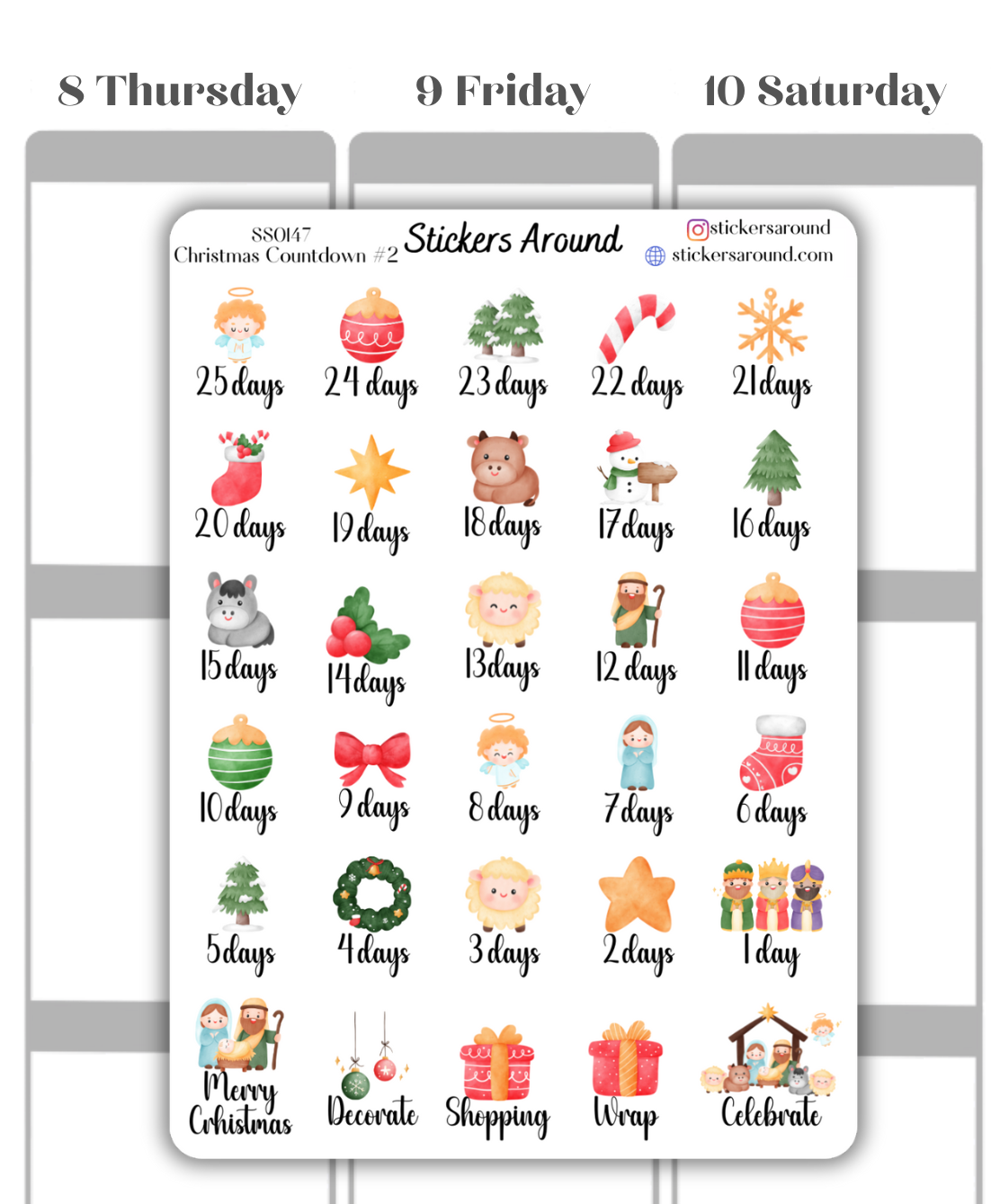 Holiday Time Sticker Christmas Holiday Countdown Planner Sticker #2 – Stickers Around