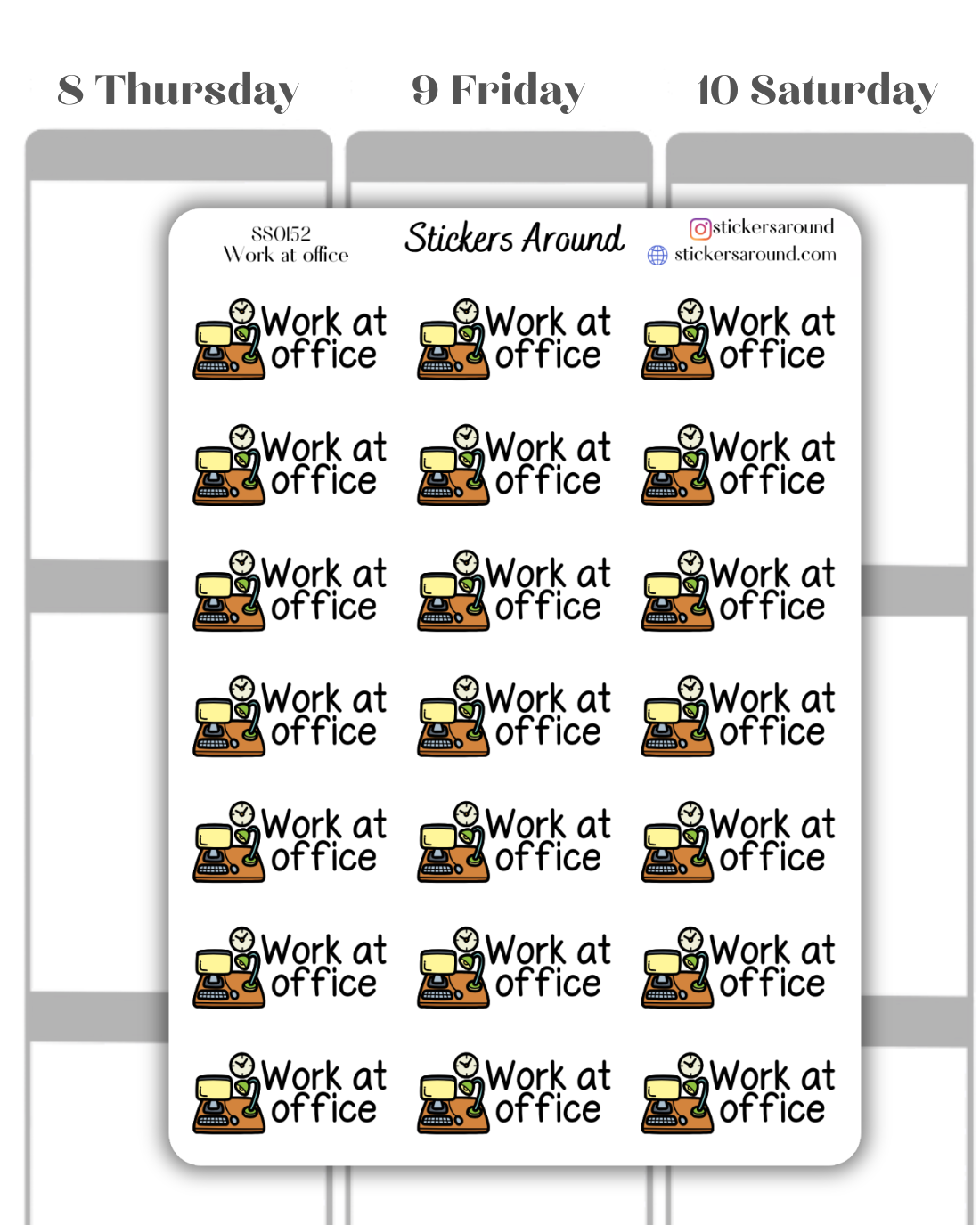 Work at Office Script Planner Sticker β Stickers Around