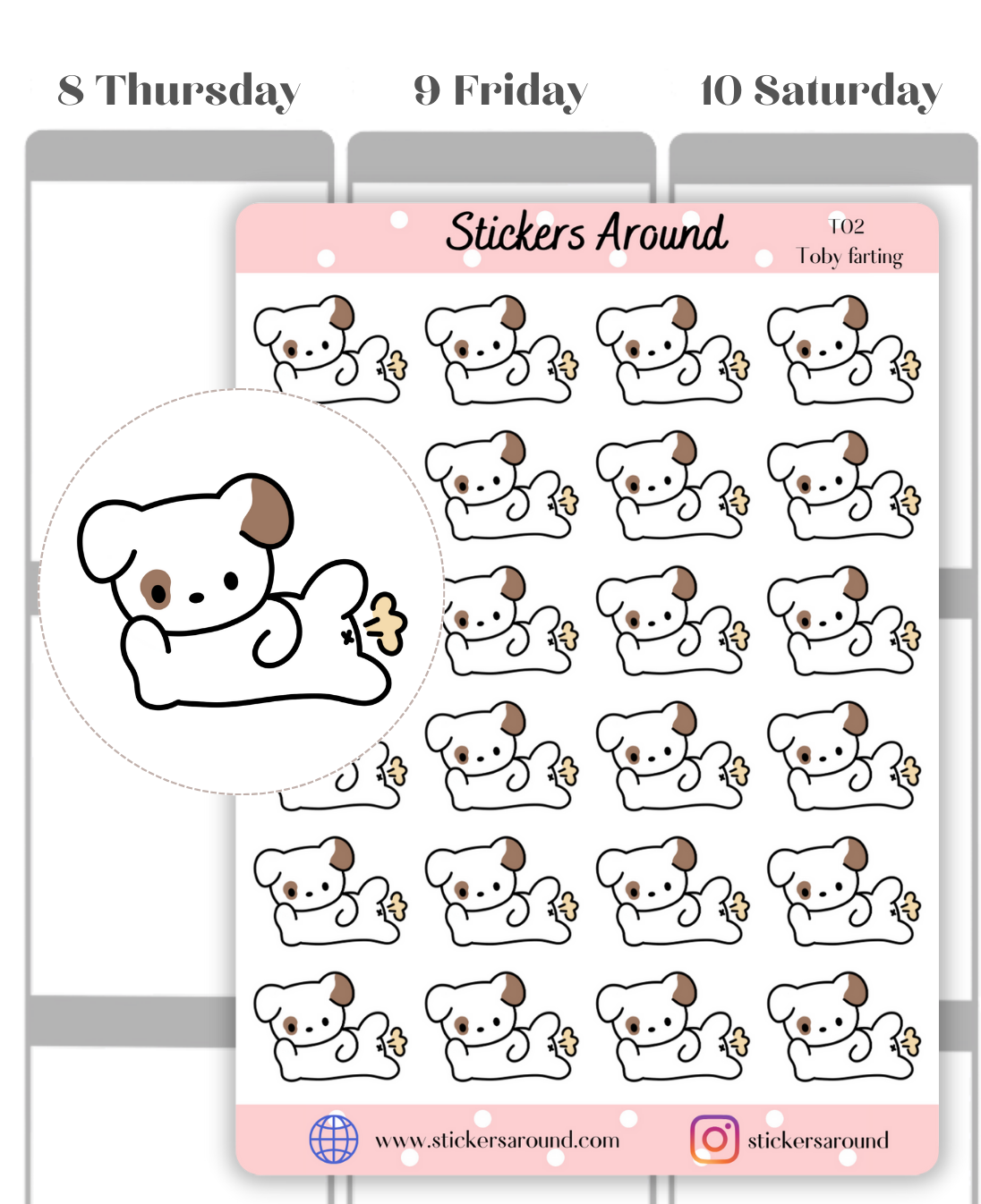Toby Farting Planner stickers