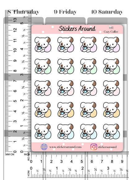 Toby Cozy Coffee Planner Stickers