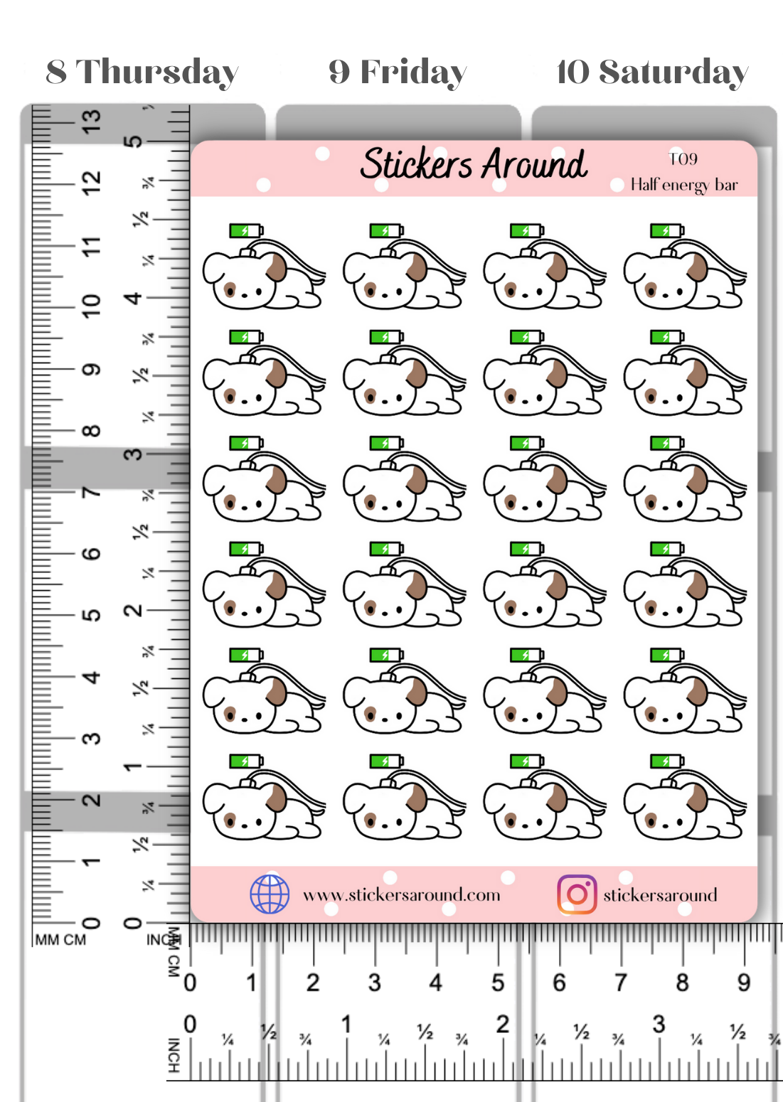 Toby Recharging Battery Energy Planner Stickers