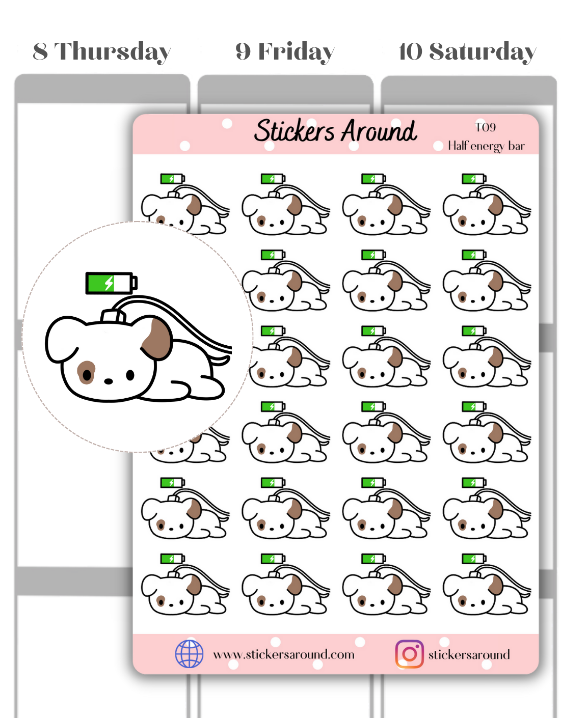 Toby Recharging Battery Energy Planner Stickers