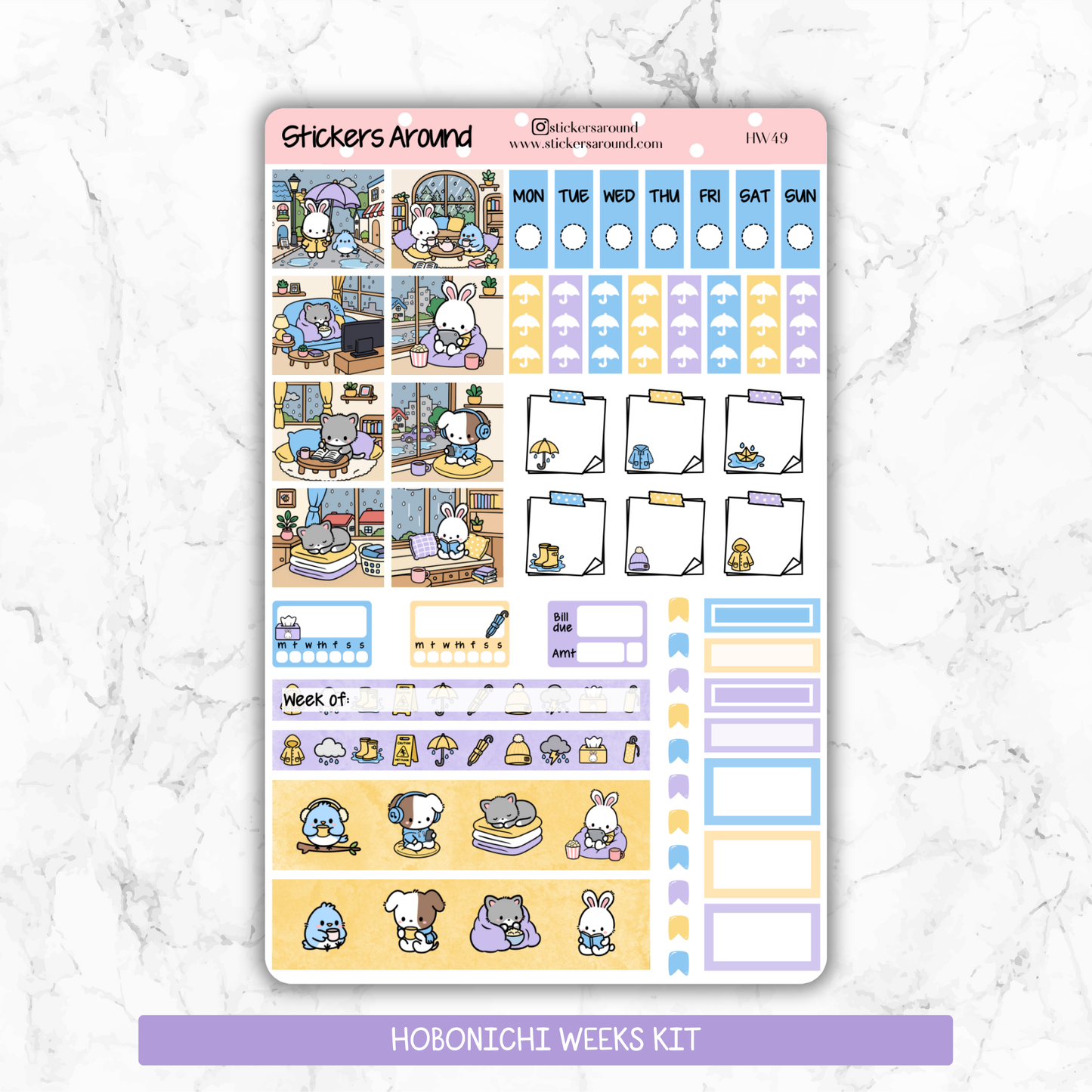 Rainy Days - Hand drawn Hobonichi Weeks Planner Sticker