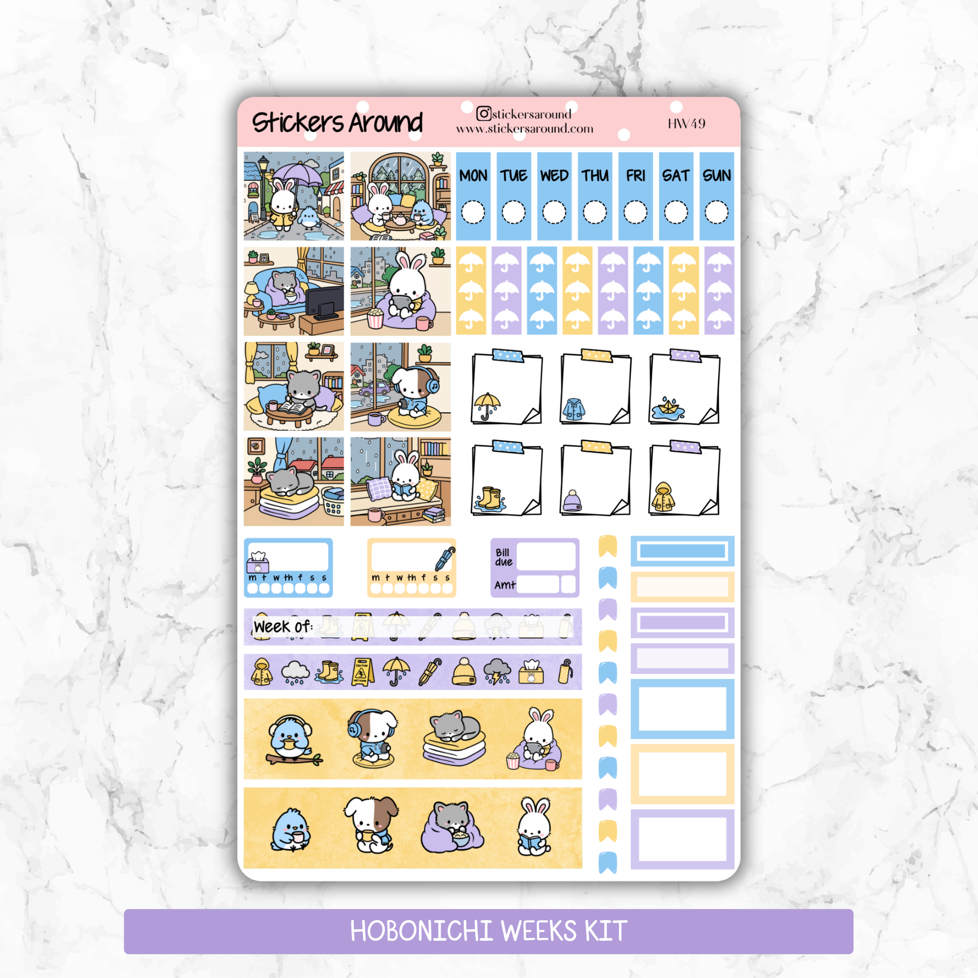 Rainy Days - Hand drawn Hobonichi Weeks Planner Sticker