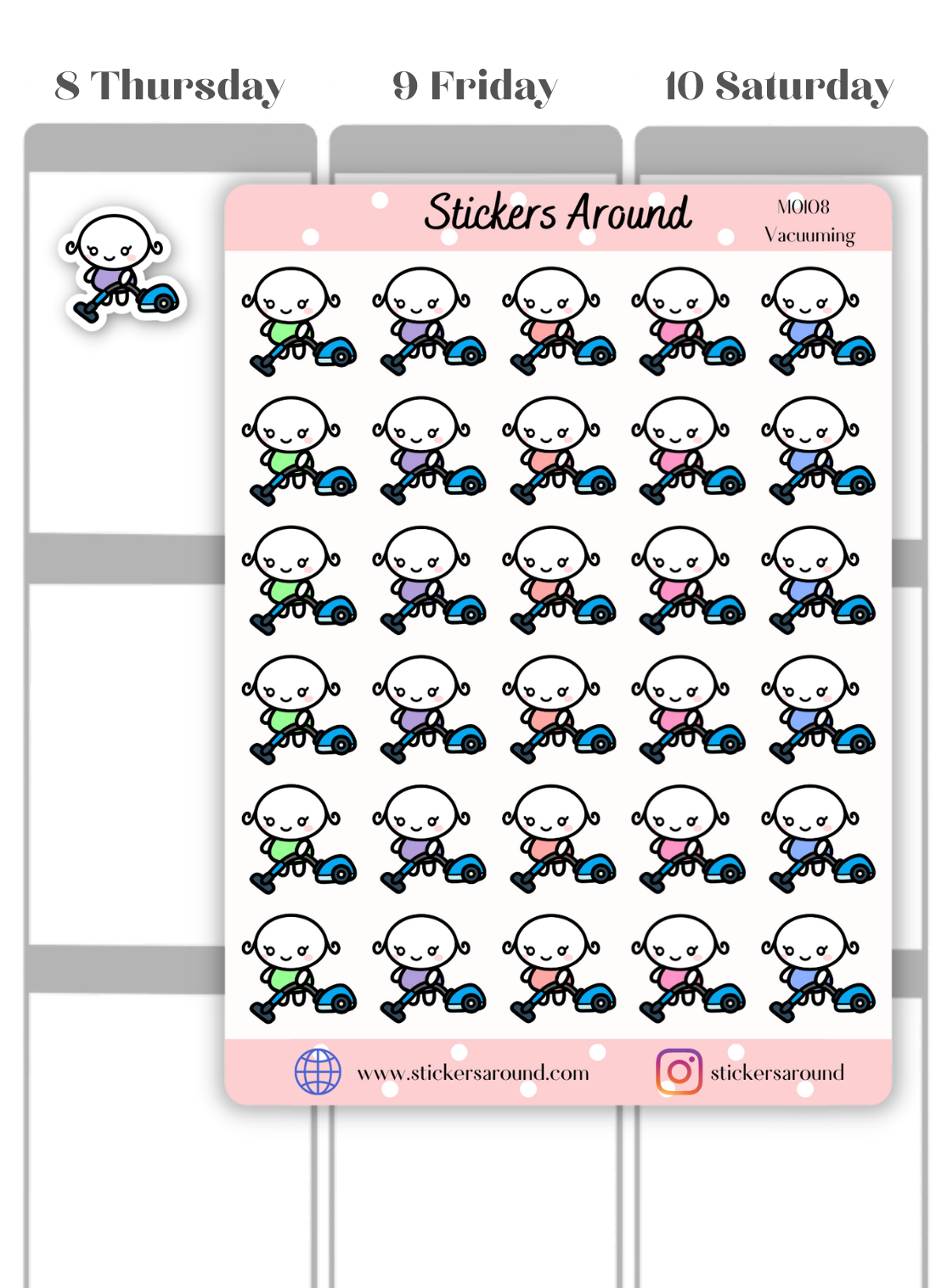 Vacuuming Planner Sticker