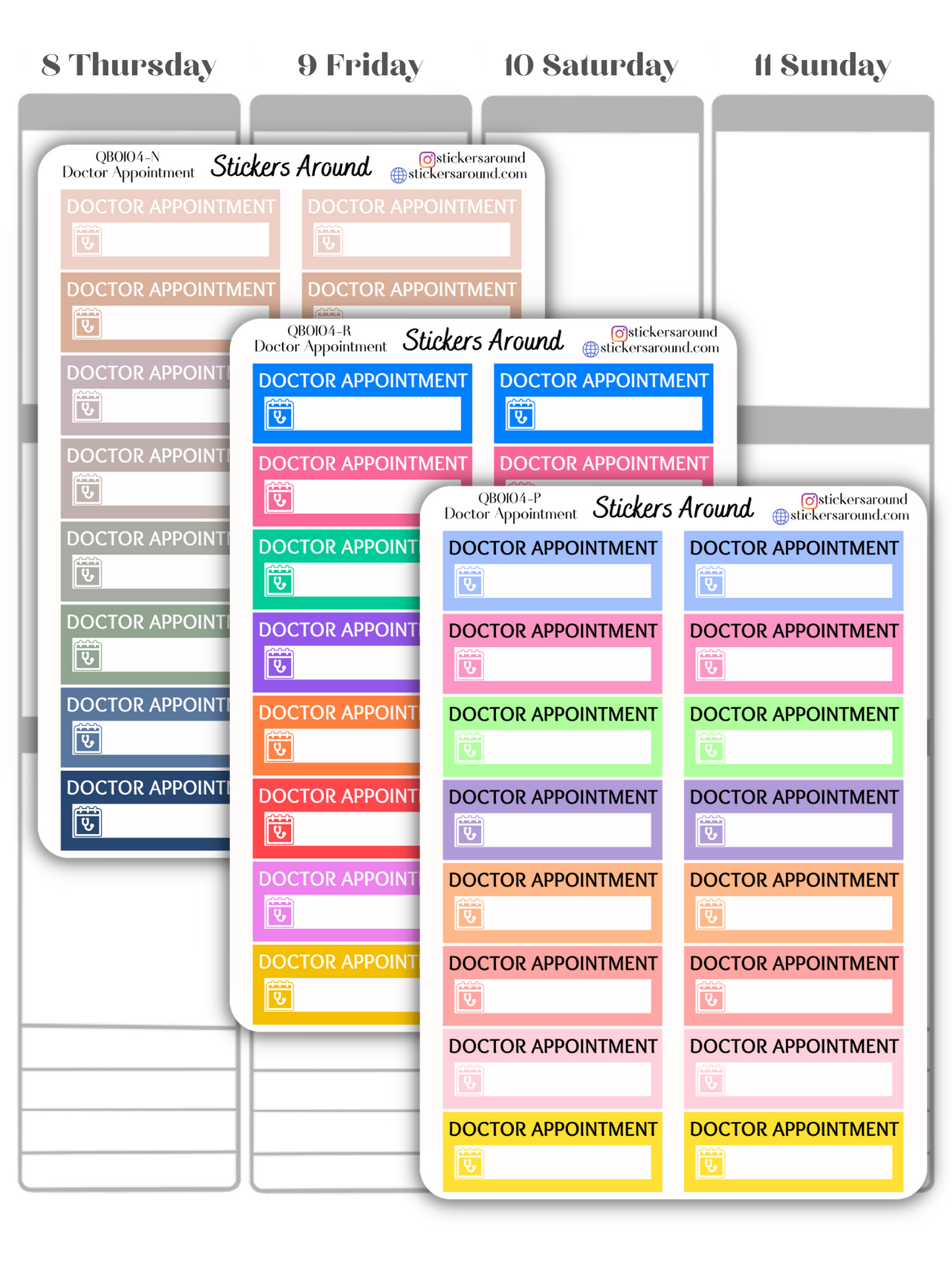 Doctor Appointment Quarter Box Planner Sticker