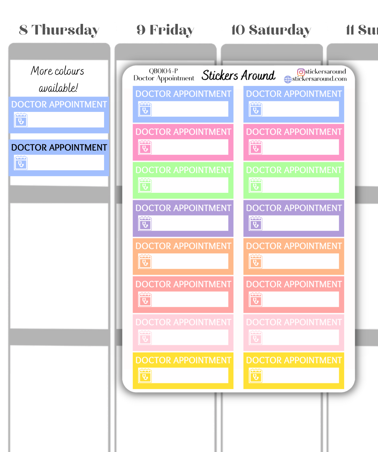 Doctor Appointment Quarter Box Planner Sticker