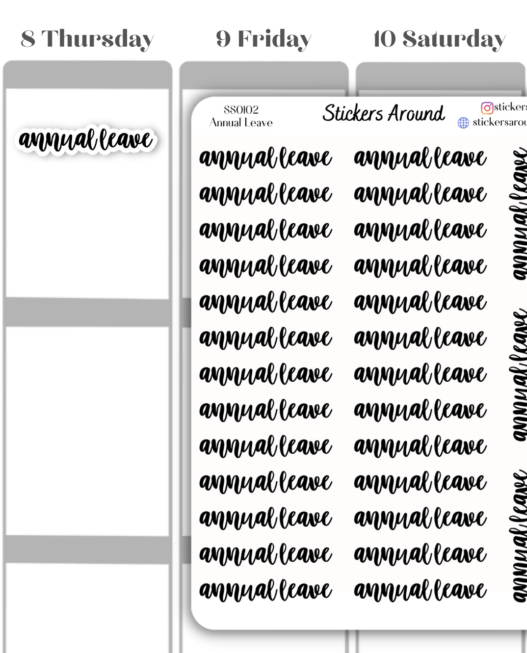 Annual Leave Script Planner Sticker – Stickers Around
